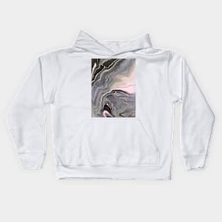 Pink, white, yellow, grey, black acrylic pour Kids Hoodie